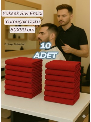 Embays Collection ( 10 Adet ) 50X90CM Pamuklu Havlu  , Berber Havlusu, Kuaför Havlusu, Sporcu Havlusu, El Yüz Havlusu