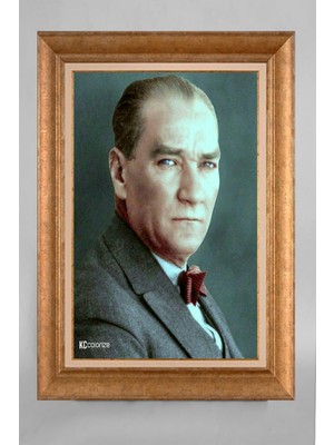 Giyense Özel Seri Altın Paspartulu Çerçeveli Atatürk Tablo R552