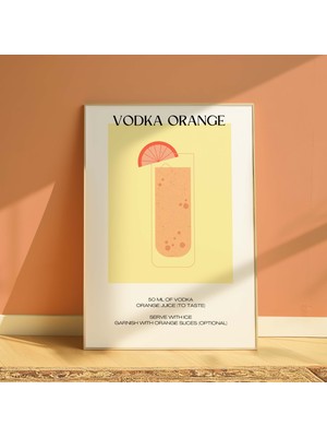 DES VU PRINT Vodka Orange Kokteyl Posteri, Çerçevesiz Mutfak Kokteyl Temalı Poster