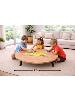 Alesta Life 80  cm  Sonomo Katlanabilir Metal Ayaklı Yer Sofrası | Hamur Açma Tahtası | Oyun Masası - 21  cm  Yükseklik