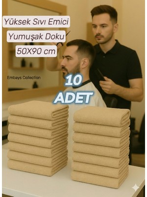 Embays Collection  ( 10 Adet )  50X90CM Pamuklu Havlu , Berber Havlusu, Kuaför Havlusu, Sporcu Havlusu, El Yüz Havlusu