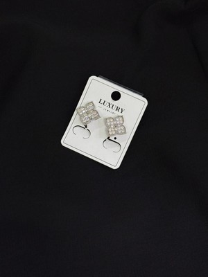 Melisa Takı & Aksesuar  Luxury Sıkıştırmalı Gümüş Renk Küpe