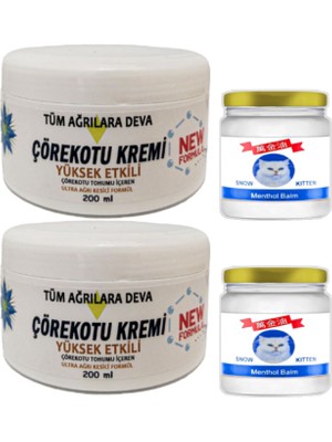 Çörekotu Çörek Otu Kremi White Box 2 Adet 200 ml + 2 Adet Snow Kitten 50 ml Menthol Balm / Seti
