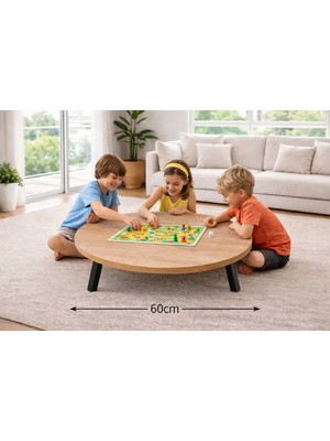 Alesta Life 60 cm Yuvarlak Katlanabilir Ahşap Yer Sofrası – Piknik ve Yer Oturma Düzenleri İçin Pratik Masa