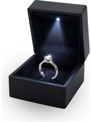 Söğütlü Silver 925 Ayar Gümüş Yüzük Işıklı Kutuda Birinci Kalite Zirkon Taşlı Pırlanta Montür Klasik Tektaş Kadın Yüzük - Beyaz Altın Kaplama Zirkon Taşlı