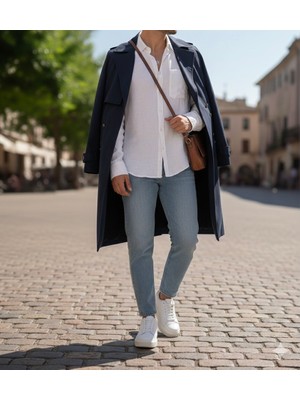 Minimalist Beyaz Hakiki Deri ERKEK Sneaker