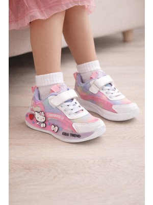 Minibonito Kız Çoçuk Renkli Desenli, Günlük Kullanıma Uygun  Spor Ayakkabı