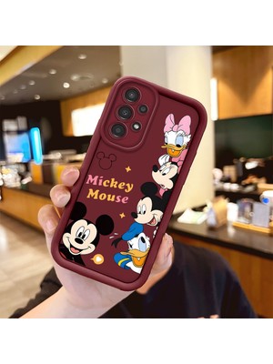 Ucuc Samsung Galaxy A13 4g Uyumlu Silikon Malzeme Darbeye Dayanıklı Bordo Renkli Kılıf Mickey Mouse
