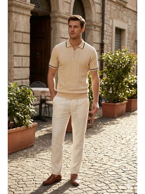 Kastrioti Premium Yarım Fermuarlı Polo Yaka T-Shirt