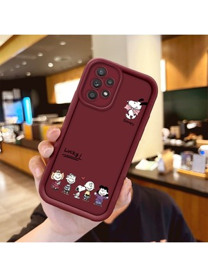 Ucuc Samsung Galaxy A52/A52S 5g Uyumlu Darbe Koruma Lens Koruma Bordo Silikon Kılıf Sevimli Snoopy Deseni