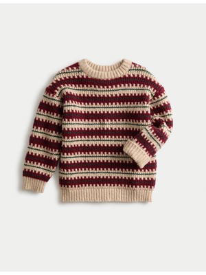 Marks & Spencer Pamuk Karışımlı Çizgili Kazak (2-8 Yaş)