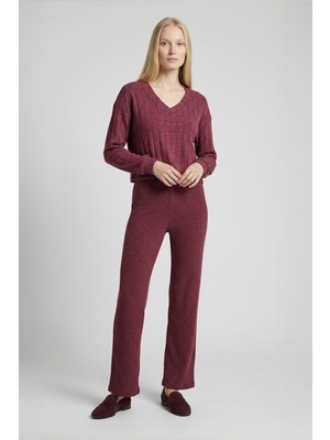 Rays 8259A V Yaka Bluz Bordo