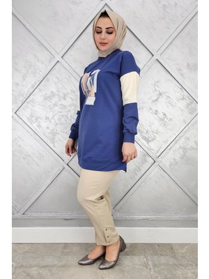 Pys Giyim Kadın Baskı Detaylı Kombinli Tesettür Tunik