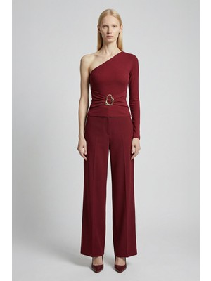 Rays 8261A Tek Kol Tokalı Bluz Bordo