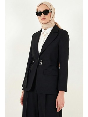 Kemerli Blazer Ceket Siyah HM262697