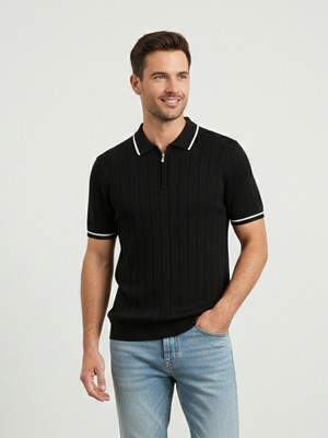 Kastrioti Premium Yarım Fermuarlı Polo Yaka T-Shirt
