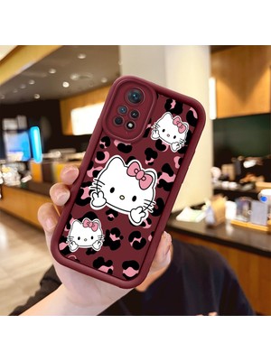 Ucuc Xiaomi Redmi Note 12 Pro 4g Uyumlu Silikon Malzeme Darbeye Dayanıklı Bordo Renkli Kılıf Hello Kitty Desen