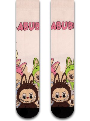 Neşeli Çoraplar Pembe Labubu Renkli Unisex Çorap