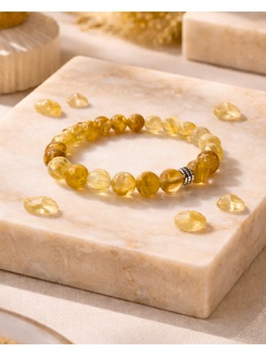 Sufi Tesbih Esans Ve Hediyelik Doğal Sitrin Taşı Bileklik | El Yapımı | Unisex