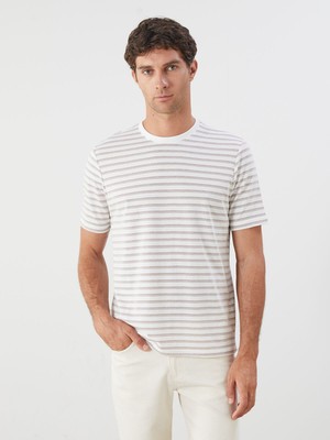 Lc Waikiki Yeni Sezon Bisiklet Yaka Çizgili Erkek Tişört