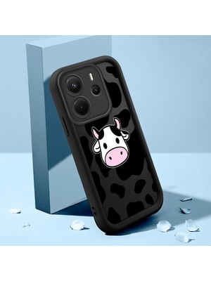 HONTINGA Xiaomi Redmi Note 14 ile Uyumlu Kılıfı Düşüme Önleyici Basitlik Anti Düşme Kamera Korumali Inek Deseni Siyah Desen Yumuşak Silikon Telefon Kılıfı Kadın ve Erkek Için Uygundur K2-0236