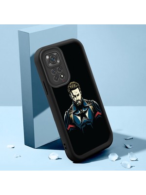 HONTINGA Xiaomi Redmi Note 11 ile Uyumlu Kılıfı Düşüme Önleyici Basitlik Anti Düşme Kamera Korumali Hero Deseni Siyah Desen Yumuşak Silikon Telefon Kılıfı Kadın ve Erkek Için Uygundur K2-0307