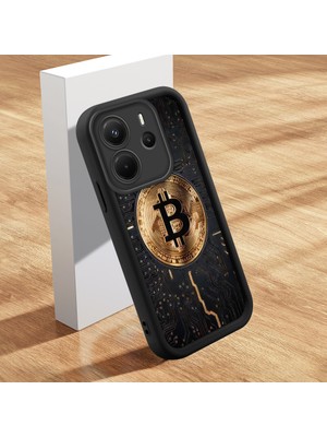 HONTINGA Xiaomi Redmi Note 14 ile Uyumlu Kılıfı Düşüme Önleyici Basitlik Anti Düşme Kamera Korumali Para Deseni Siyah Desen Yumuşak Silikon Telefon Kılıfı Kadın ve Erkek Için Uygundur K2-0213
