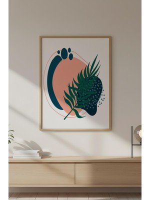 Huhuli Ahşap Çerçeveli Soyut Çiçek Desenli Tablo HUHU653