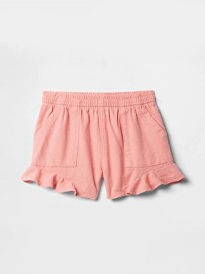 Gap Kız Bebek Fırfırlı Pull-On Twill Şort Pembe Baskılı Regular Fit Özellikli