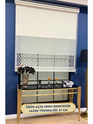 Volper Mekanik LZR1050 Çift Mekanizmalı Lazer Kesim Tül ve Stor Perde (Açık Krem)