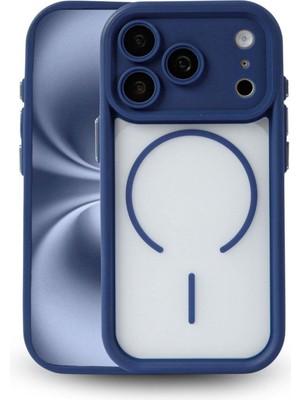 Vissona iPhone 17 Pro Max Uyumlu Kamera Korumalı Magsafe Wireless Şarj Özellikli Mat Silikon Lacivert Renkli