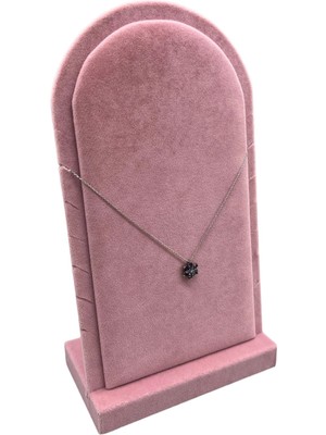 Megass Dekor Batum Model Süet Kumaş Pembe Renk 26/15 cm Ayaklı Kolye Sergileme Standı