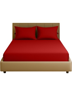 Sabia Soft Touch %100 Pamuk 62 Tel 160X200 cm +37 cm Yüksekliğe Kadar Uygun Çift Kişilik Lastikli Çarşaf Seti Kırmızı