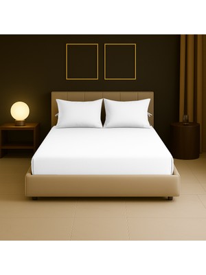 Sabia Soft Touch %100 Pamuk 62 Tel 160X200 cm +37 cm Yüksekliğe Kadar Uygun Çift Kişilik Lastikli Çarşaf Seti Beyaz
