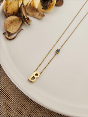 Hercy B Harfli Paslanmaz Çelik Kolye