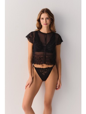 Suwen Flower Glam Tül Gömlek