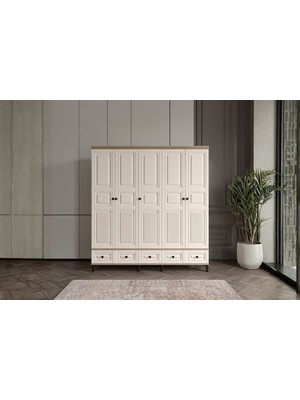 Doressa Merz Walnut 5 Kapılı Gardırop