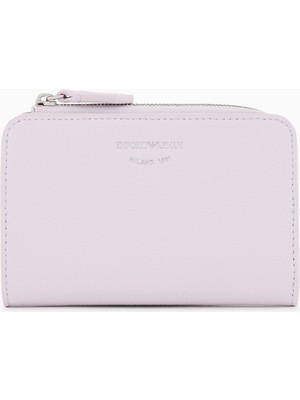 Emporio Armani Kadın Deri Üzeri Logo Desenli Fermuar Kapamalı Iç Bölmeli Lila Cüzdan EW000369 AF11953-UA205