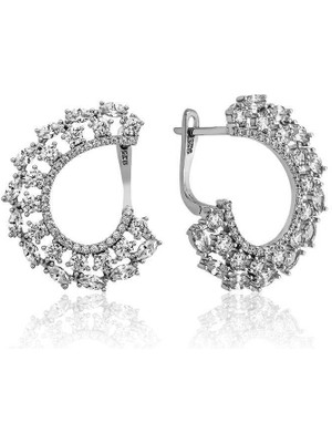 Inure Jewelry Gümüş Markiz Taşlı Bayan Küpe