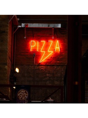 PremiumPort Neon LED Pizza Duvar Aydınlatması, Anahtarlı, Dekoratif, 52X40 cm