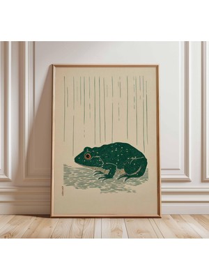 Ninastore Japon Kurbağası Sanat Baskısı Minimalist Doğa Posteri Modern Hayvan Duvar Sanatı Japon Esintili Illü