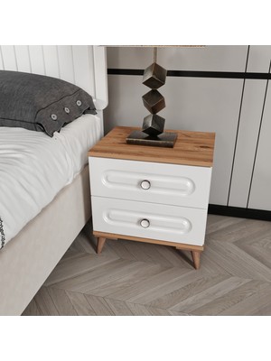 Guneystore Bohem Komple Mdf Atlantik Çam - Beyaz Komodin