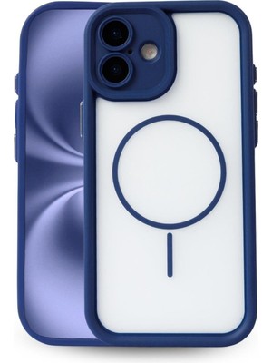 Vissona iPhone 16 Uyumlu Kamera Korumalı Magsafe Wireless Şarj Özellikli Mat Silikon Lacivert Renkli Silikon