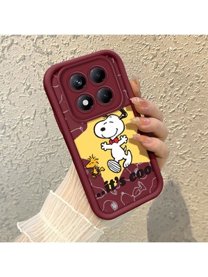 Ucuc Xiaomi Redmi Note 14 Pro 4g Uyumlu Darbe Koruma Lens Koruma Bordo Silikon Kılıf Sevimli Snoopy Deseni