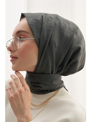 Carell Kazayağı Desen Pamuk Ipek Şal Haki