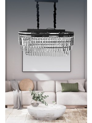 PremiumPort Şık Kristalim Gümüş Detaylı Kristal Taşlı Lüks Avize, Yatak Odası, Salon, Mutfak Için