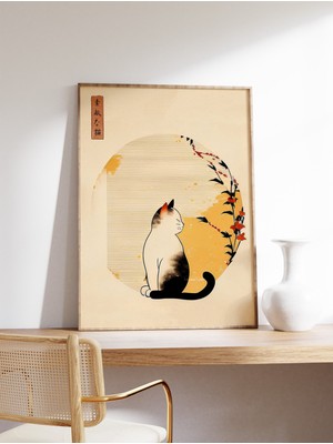 Ninastore Japon Kedisi Posteri, Vintage Japon Kedisi Sanat Baskısı, Sevimli Kedi Sanatı, Hayvan Duvar Sanatı D