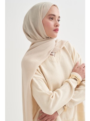 Carell Monogram Desen Liora Pamuk Şal Bej