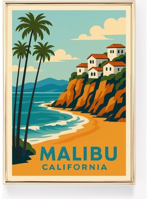 Ninastore Malibu Seyahat Posteri, Kaliforniya Duvar Sanatı, Malibu Baskısı, Vintage Malibu Kanvas Tablo, Kalif
