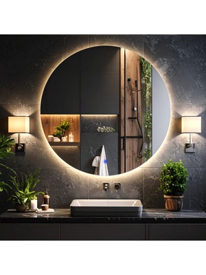 PremiumPort Şıklık ve Fonksiyonellik Sunan Led'li Lazer Kumlamalı Dokunmatik Lavabo ve Banyo Aynası